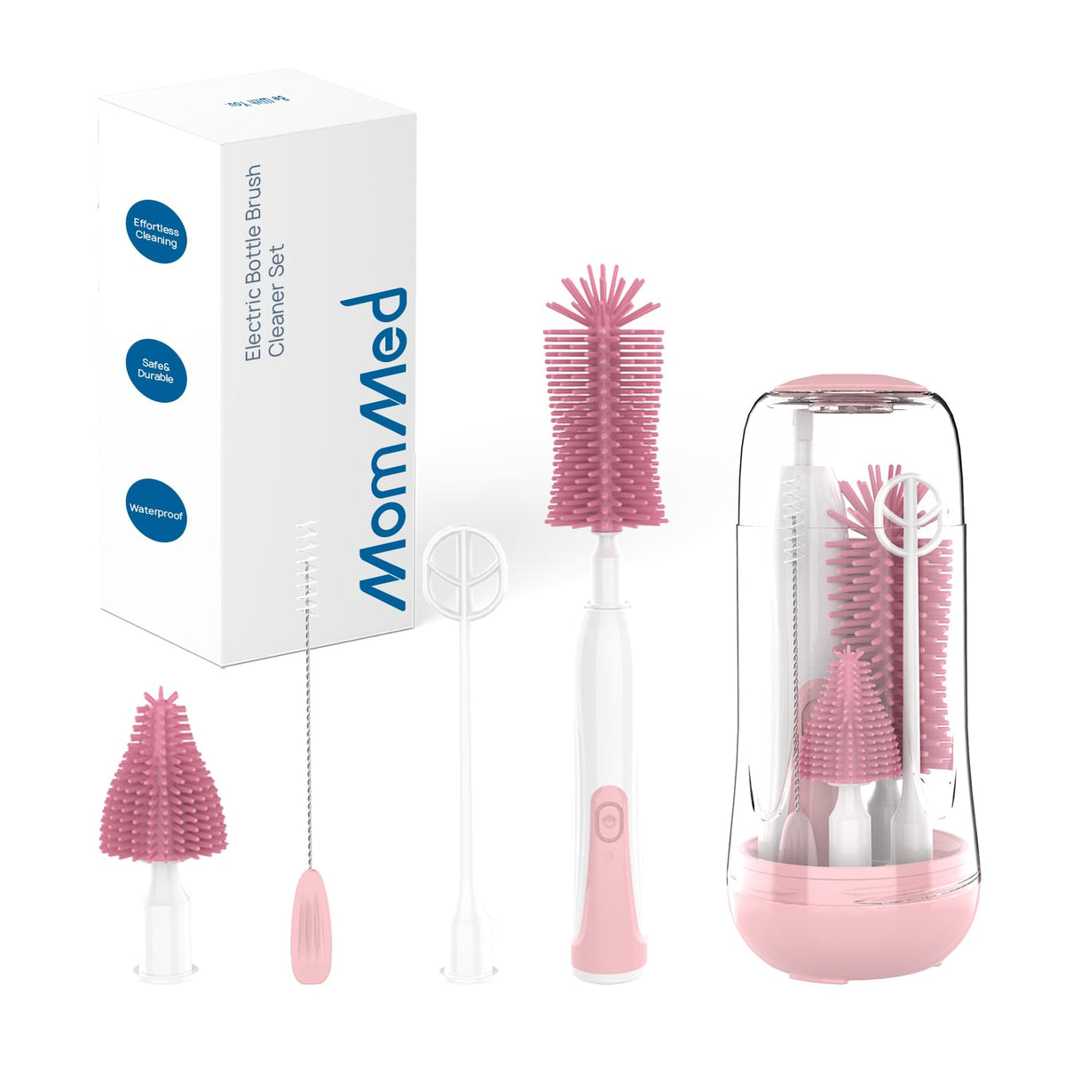 MOMMED electric bottle brush full setup with four heads for versatile cleaning