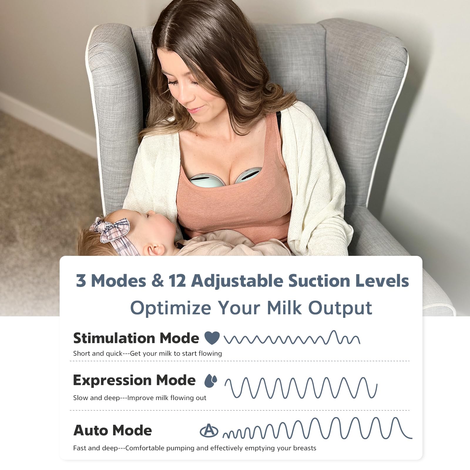MOMMED S21 adjustable suction levels cater to different comfort preferences