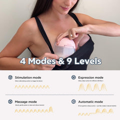 MomMed S33 LED display shows mode and battery at a glance for quick adjustments.