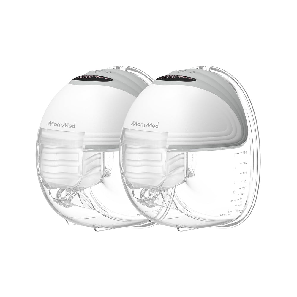 MomMed Wearable S21 front view highlights compact, discreet pumping in a bra