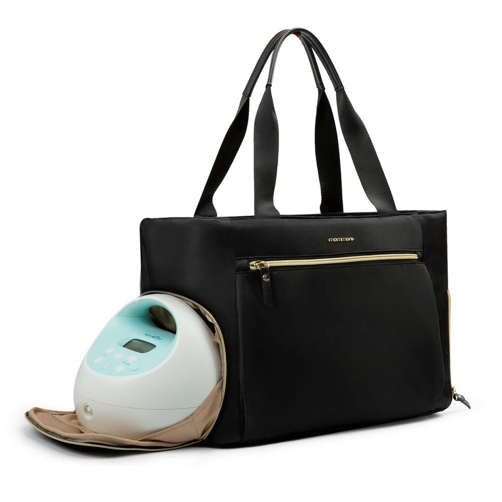 mommore breast pump bag front view showing stylish storage and accessibility