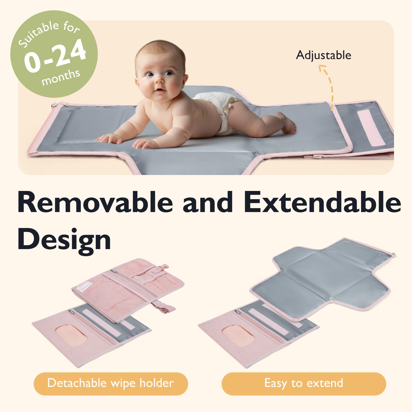 mommore changing pad waterproof PEVA surface easy wipe clean
