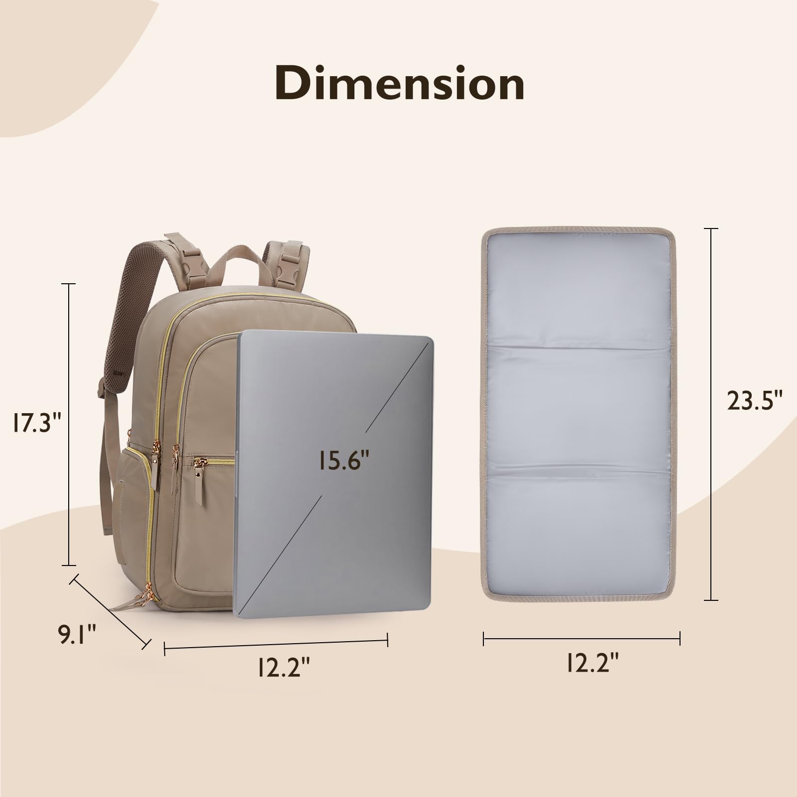 mommore diaper backpack padded laptop sleeve protects a 15.6-inch laptop during travel.