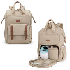 mommore Diaper Bag Backpack front compartment showing quick-access storage for pumps and accessories