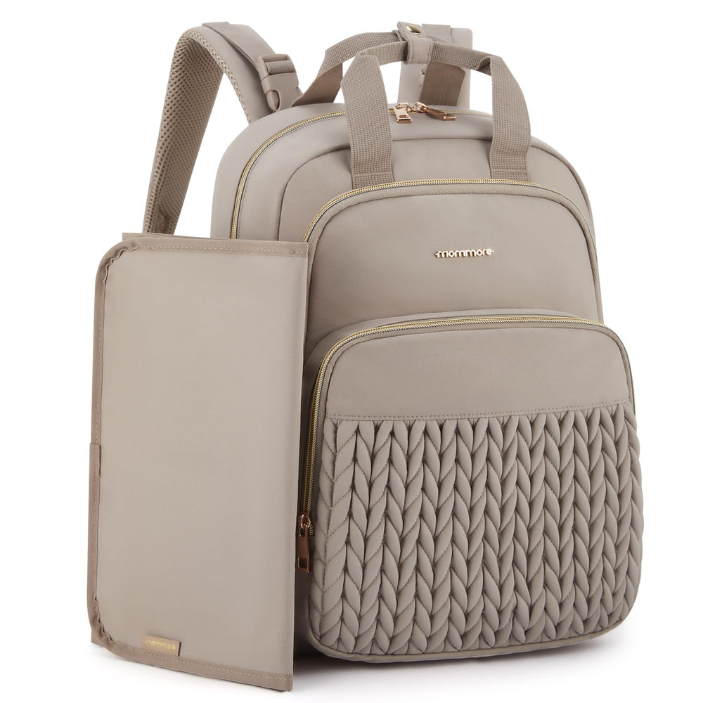 mommore diaper bag backpack front view showing spacious design for parent on the go