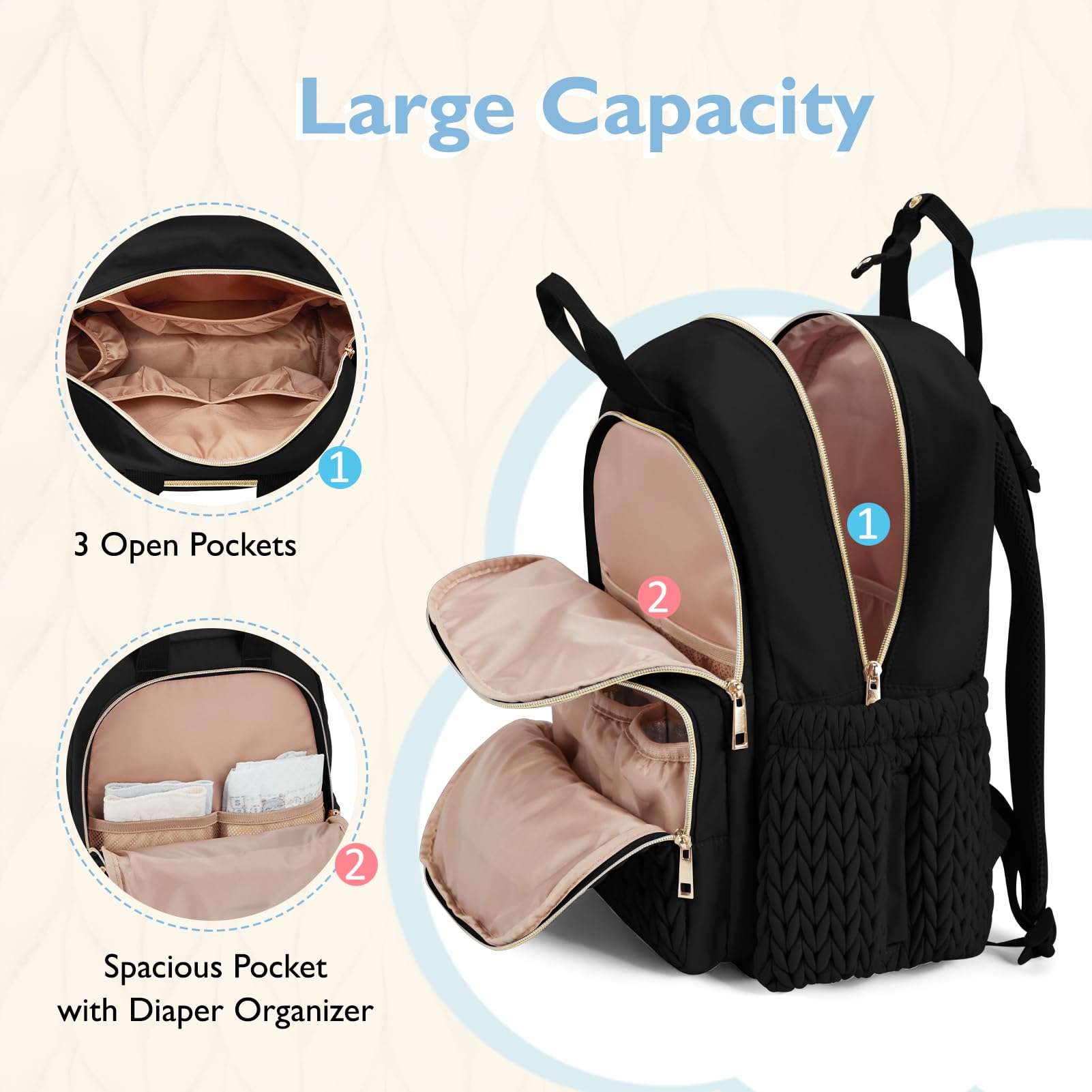 mommore diaper bag backpack inside compartments keeps bottles and clothes neatly separated