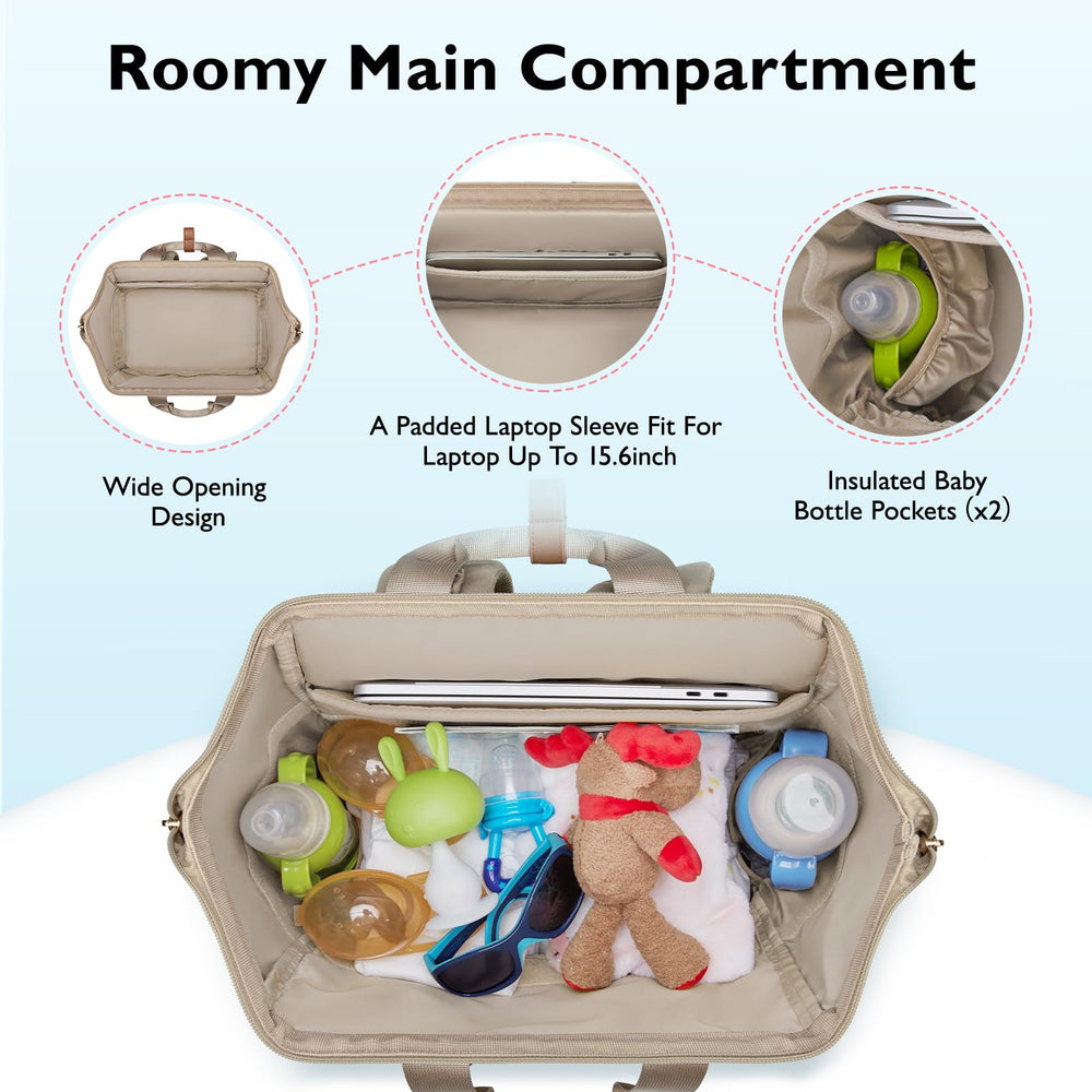 mommore Diaper Bag Backpack insulated bottle pockets for keeping feeds at correct temperature