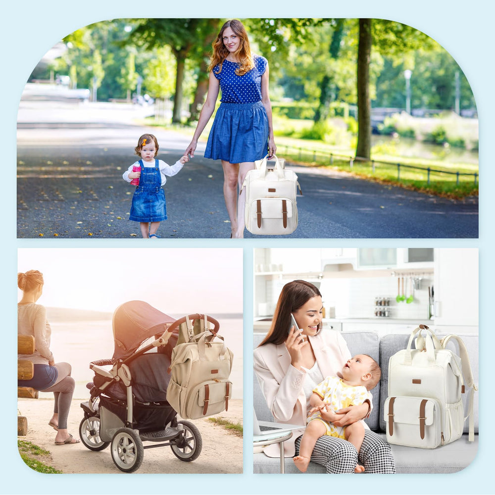 mommore Diaper Bag Backpack stroller and luggage straps for hands-free travel