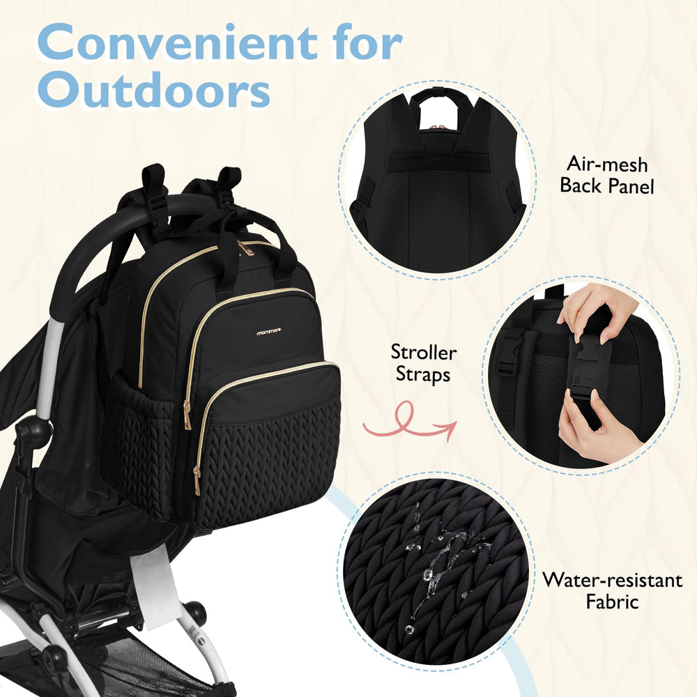 mommore diaper bag backpack stroller straps enable hands-free daily outings