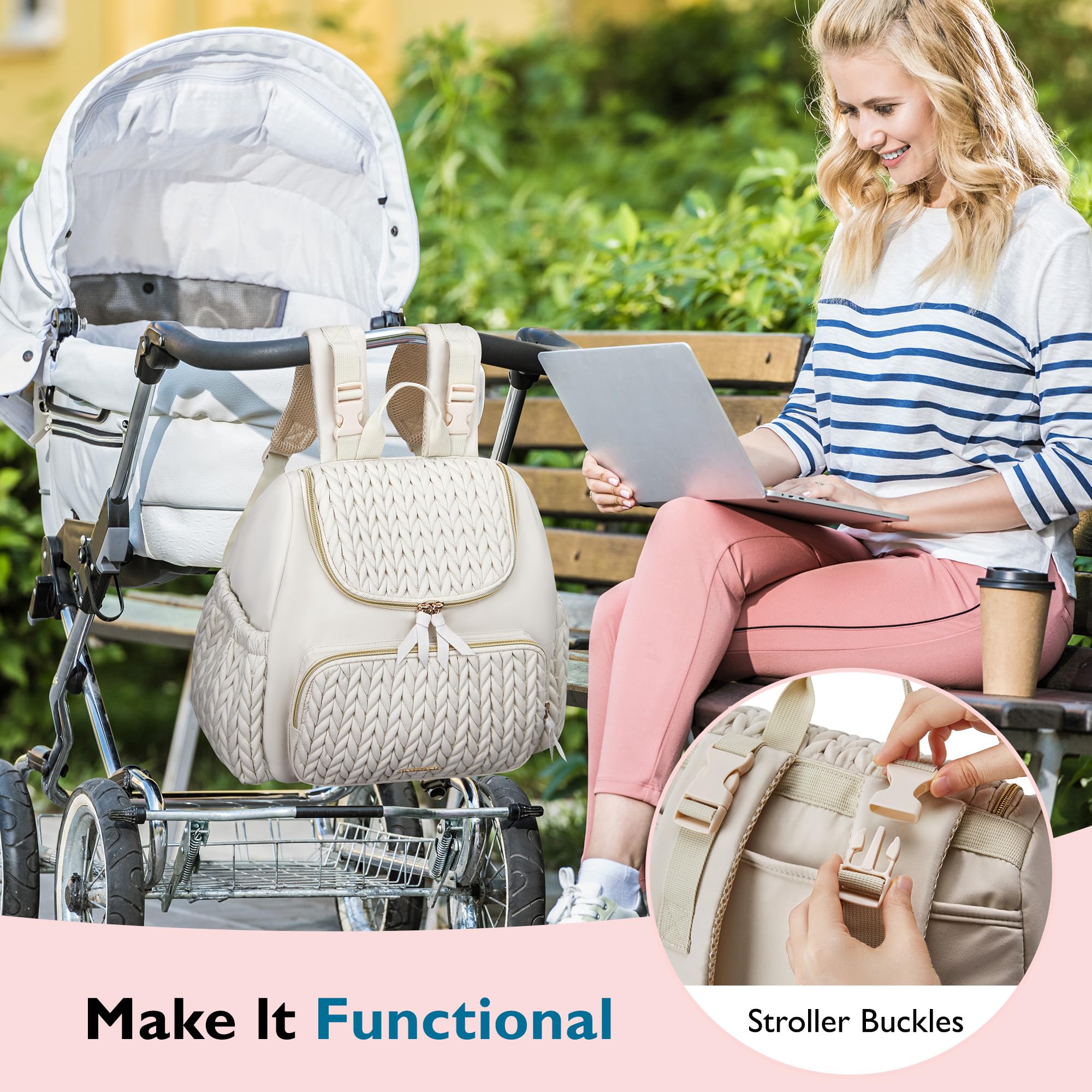mommore diaper bag small backpack insulated pockets highlight keeps bottles warm or cool during outings.