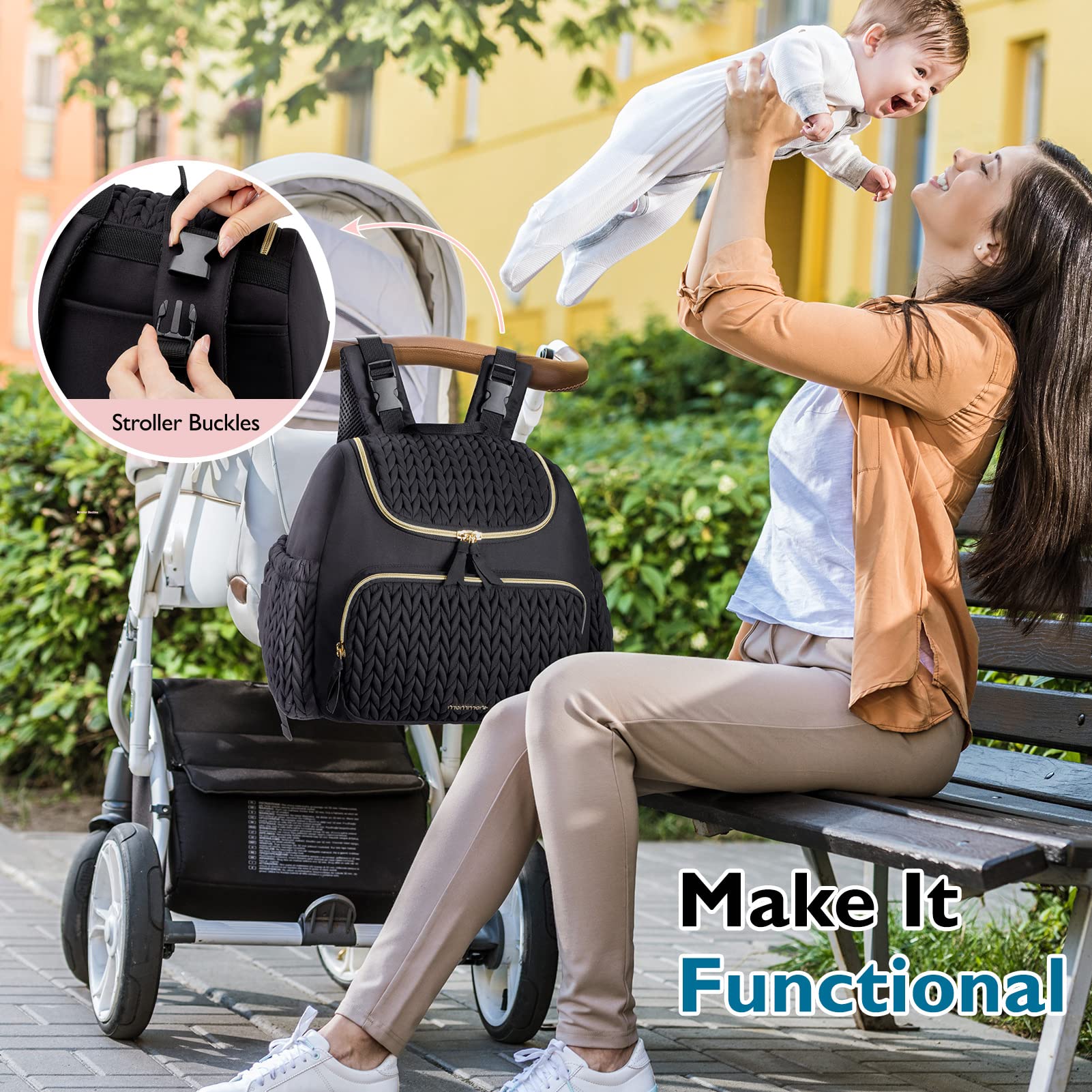 mommore diaper bag small backpack with insulated pockets for bottles or snacks