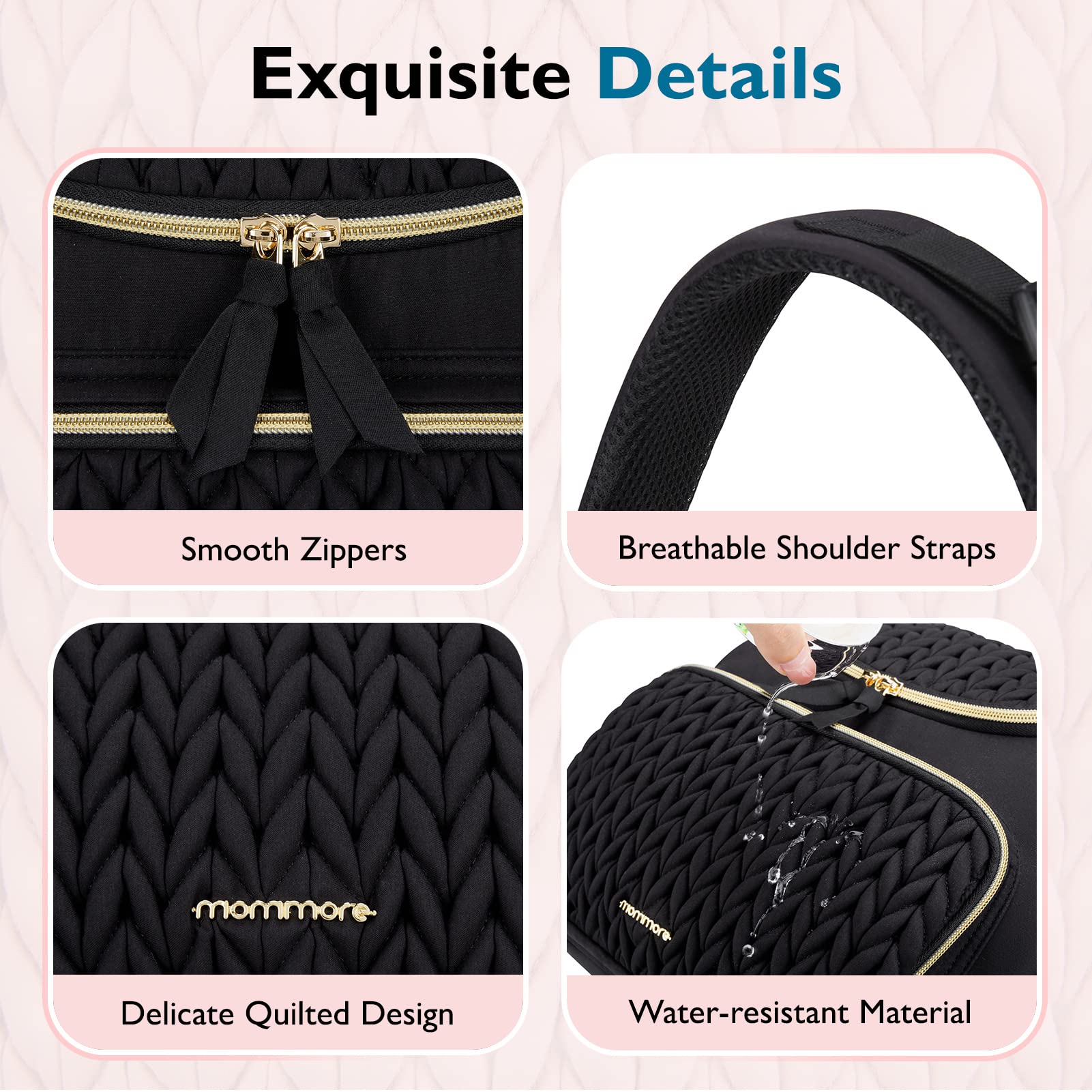 mommore diaper bag small backpack made with lightweight, water-resistant material