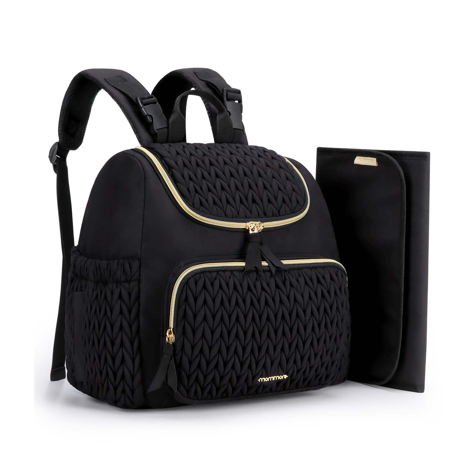 mommore diaper bag small backpack with quilted design for stylish everyday use