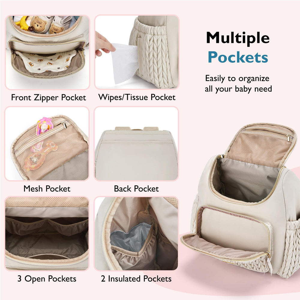 mommore diaper bag small backpack stroller-attachments enables easy stroller attachment during adventures.