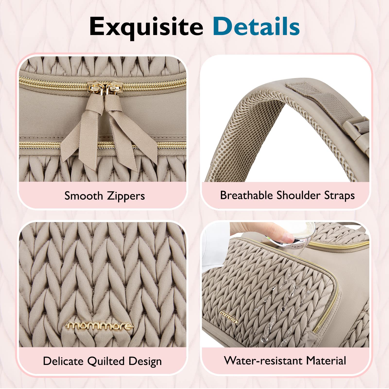 mommore diaper bag small backpack stroller straps for hands-free strolling