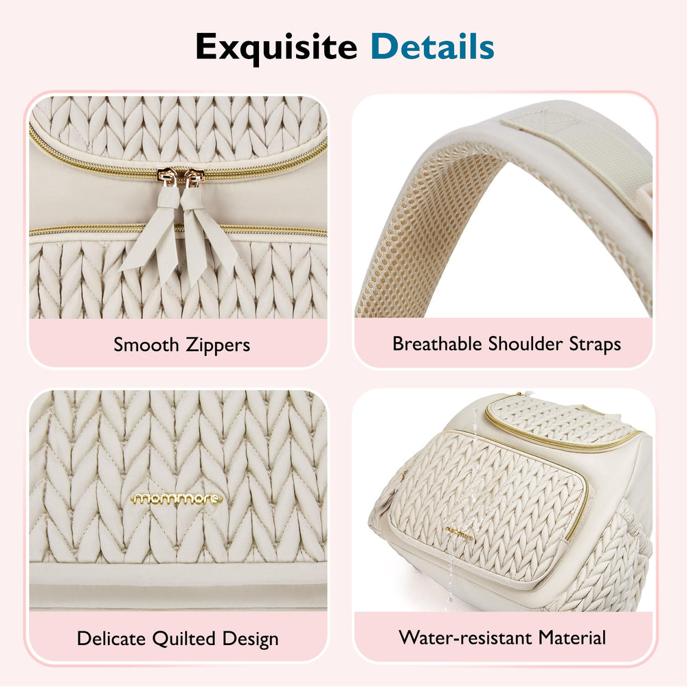 mommore diaper bag small backpack wide-opening design enables fast access to essentials.