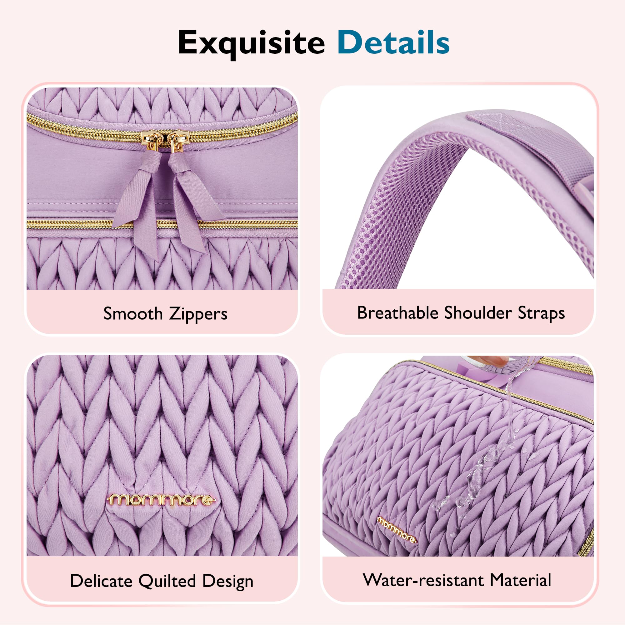 mommore diaper bag small interior insulated pockets keep items temperature-ready