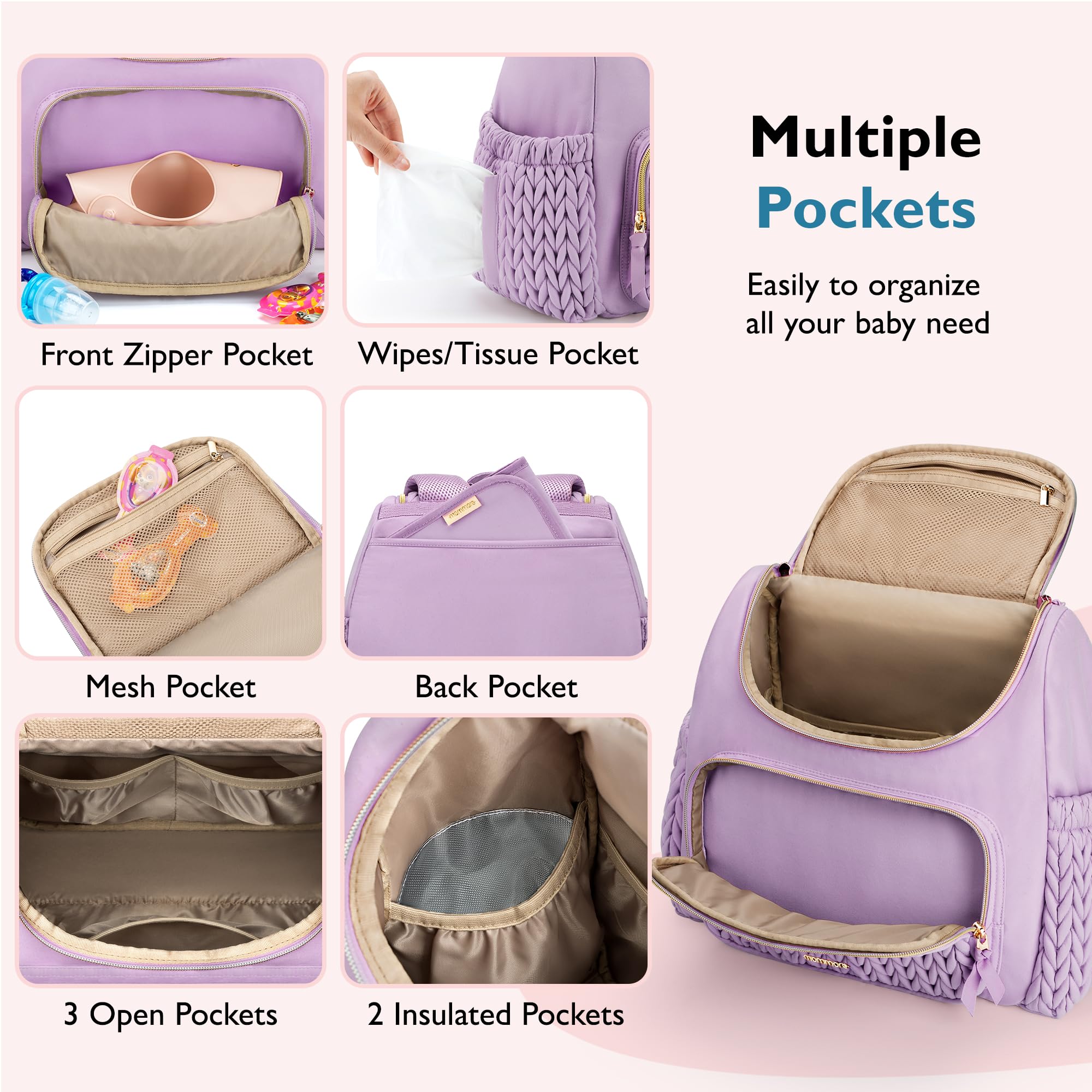 mommore diaper bag small stroller straps attached for hands-free travel
