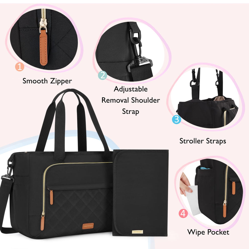 mommore diaper bag tote puffy quilted design stays lightweight and stylish