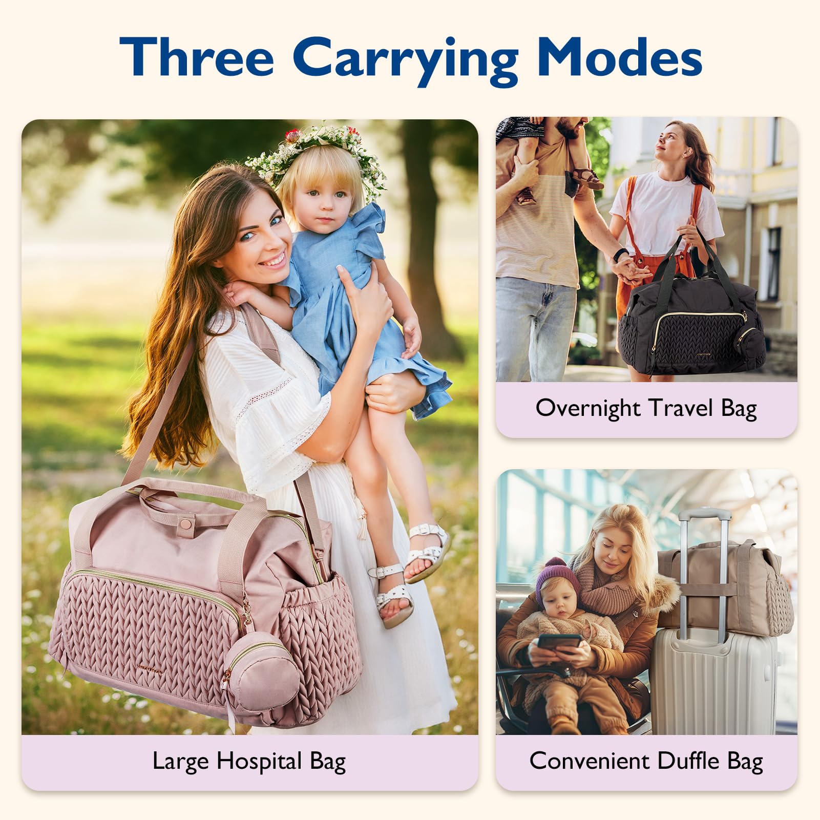 Mommore diaper bag tote includes a changing pad for comfortable diaper changes anywhere.