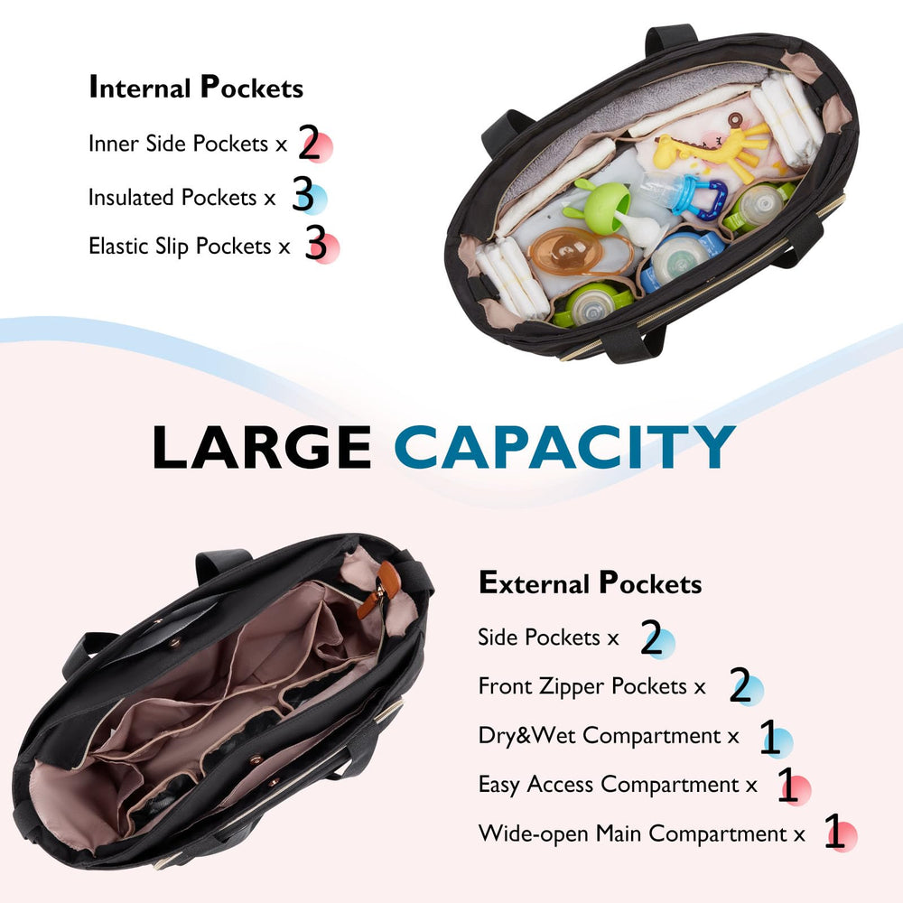mommore diaper bag tote with stroller straps keeps bag secure while walking
