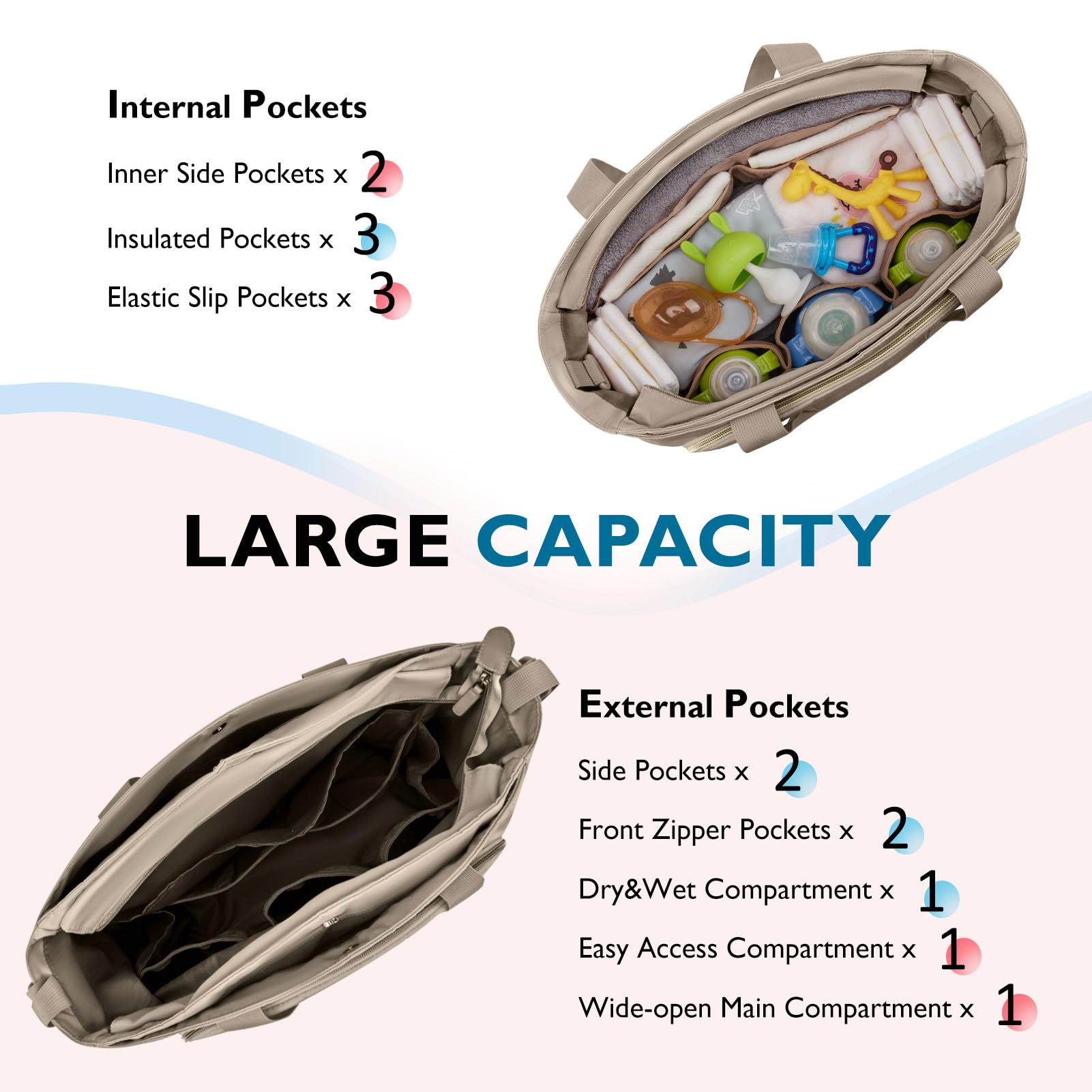 mommore diaper bag tote with stroller straps for hands-free city outings.