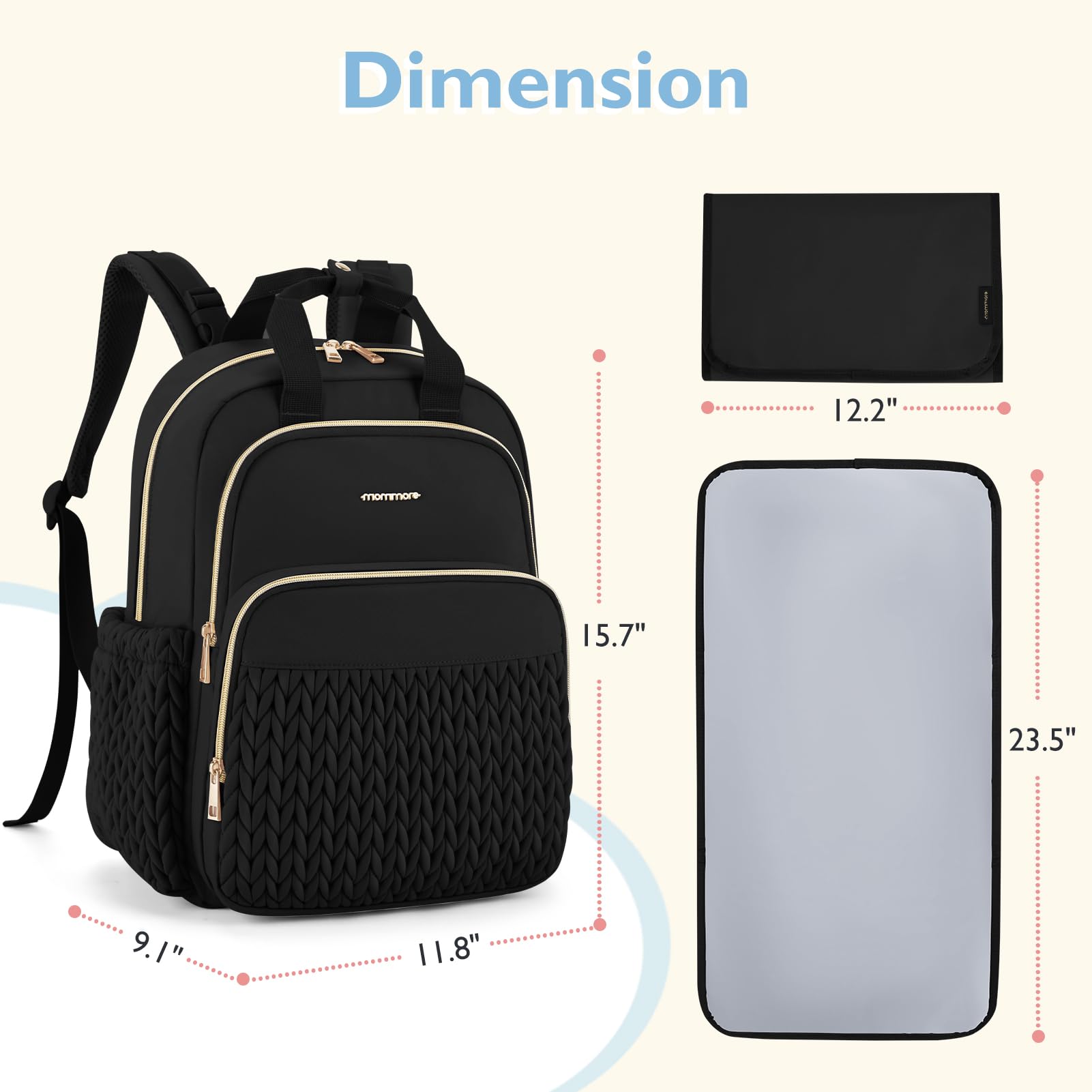 mommore diaper bag versatile carrying options: backpack, hand-carry or crossbody convenience