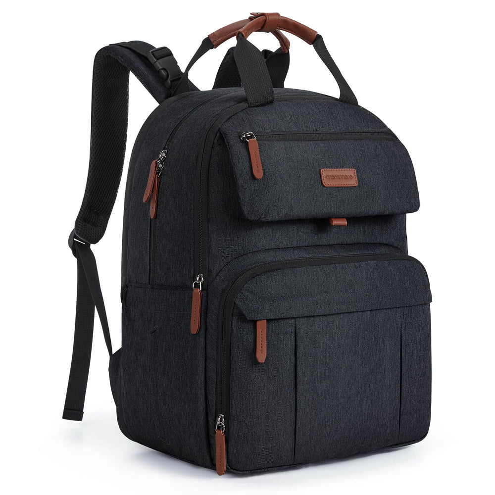 mommore expandable diaper bag backpack showing 26L to 32L capacity for two kids