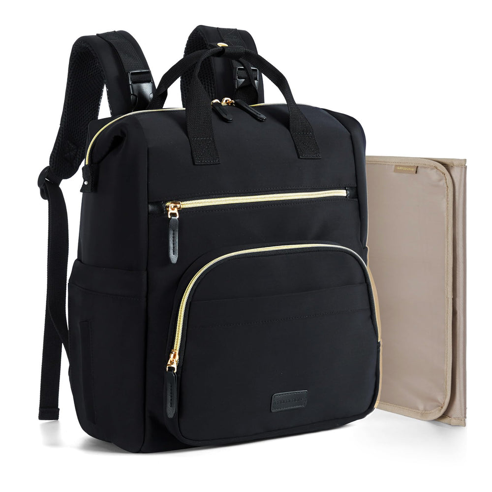 mommore neoprene diaper backpack top opening for easy access on the go