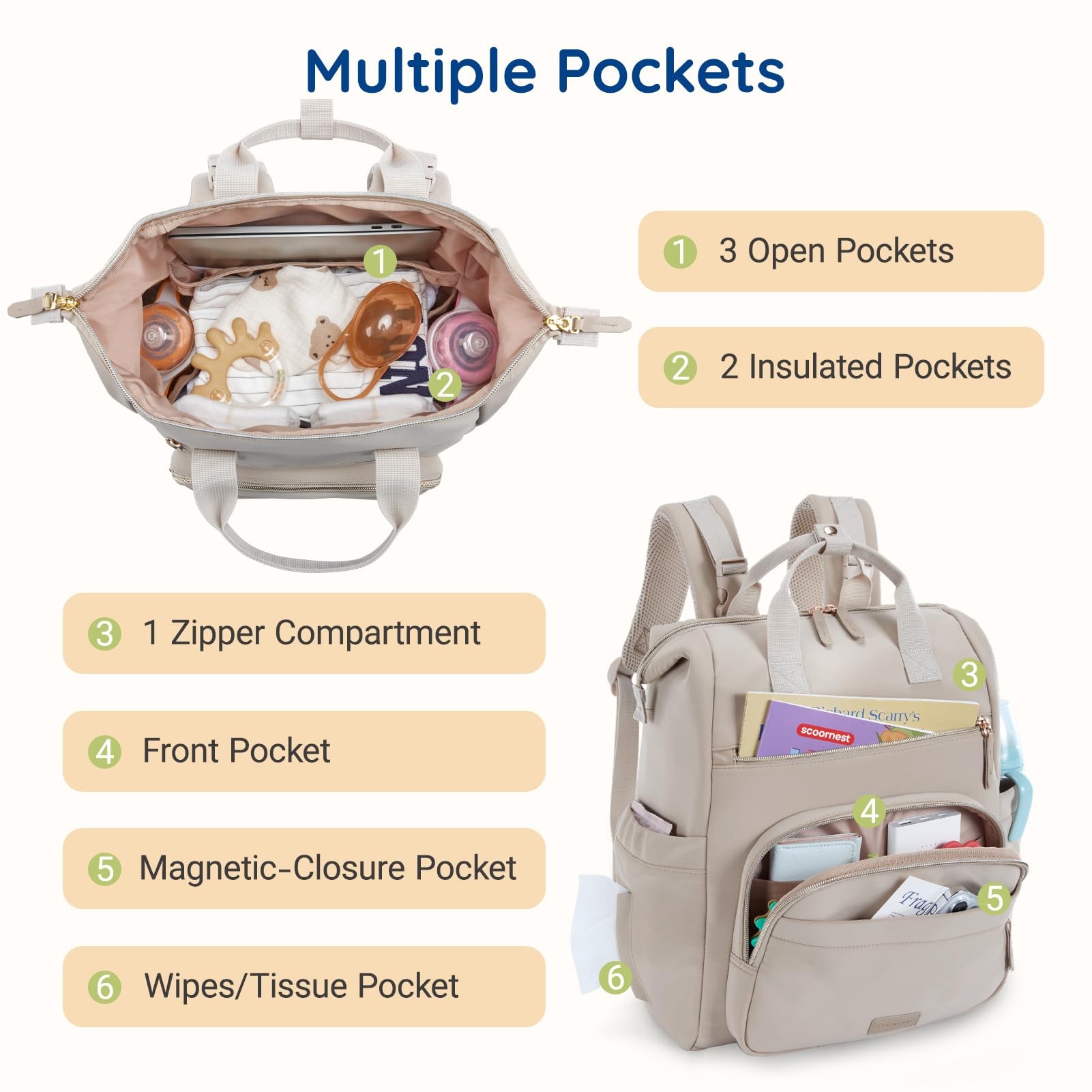 Mommore neoprene diaper pad included provides portable changing comfort on trips.