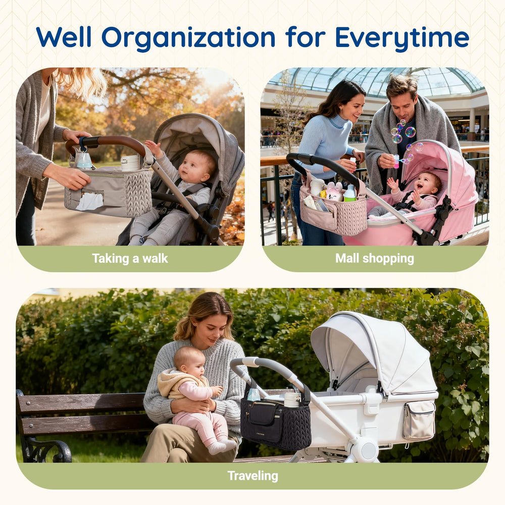 mommore stroller organizer quilted-design adds style and durability to outings.