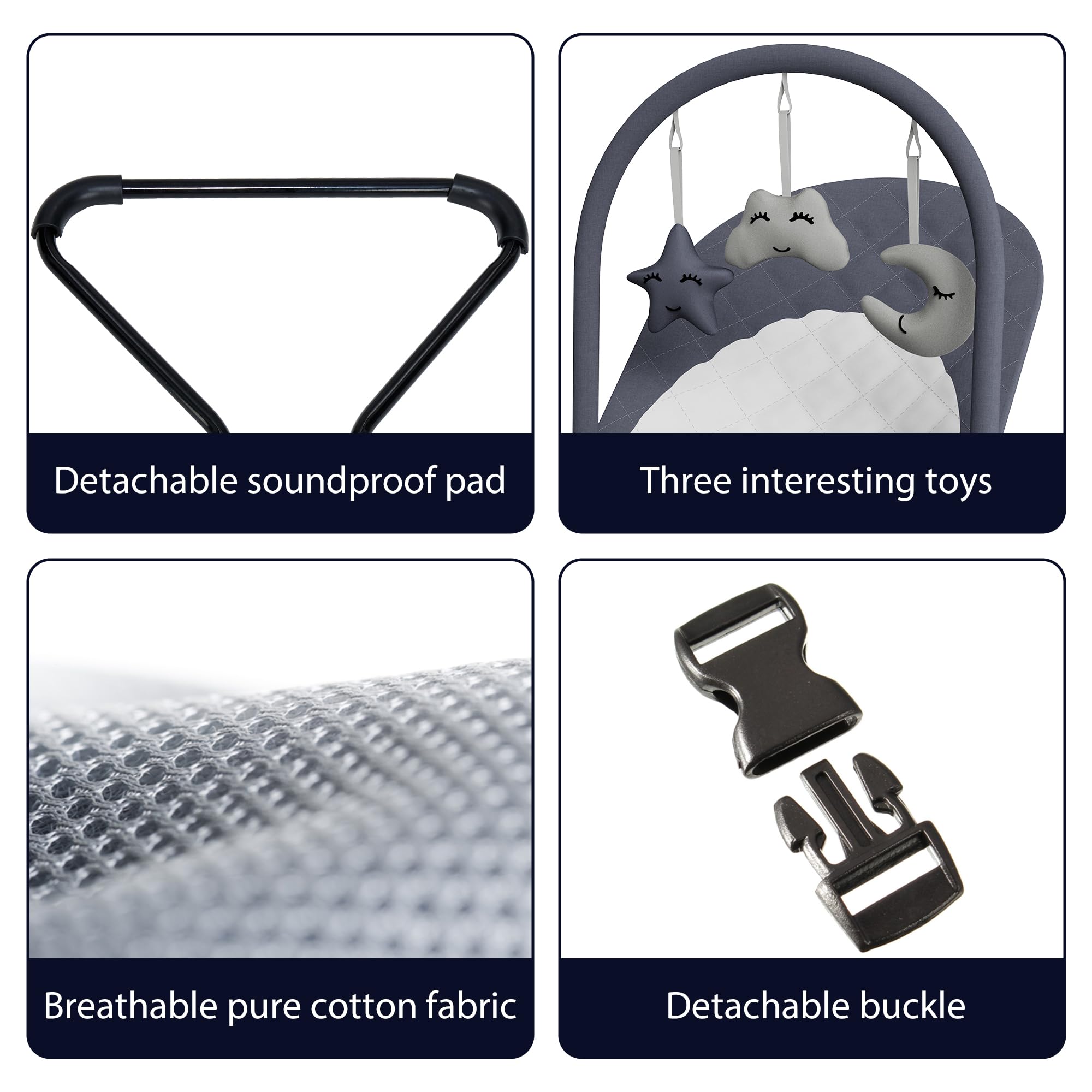Mommyhug portable bouncer gray bounce mode supports baby’s reflexive movements.