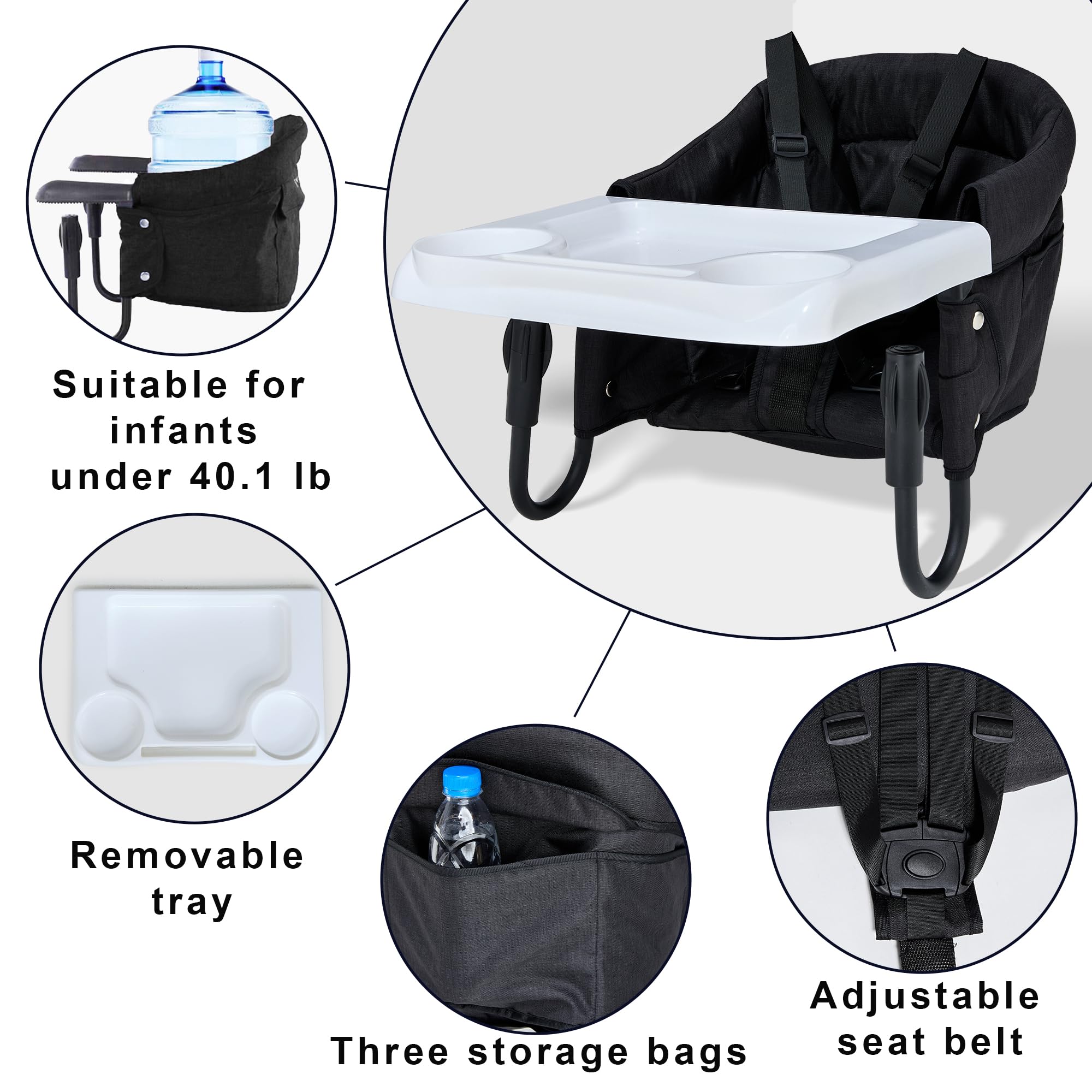Mommyhug waterproof linen fabric seat resists spills and cleans quickly.