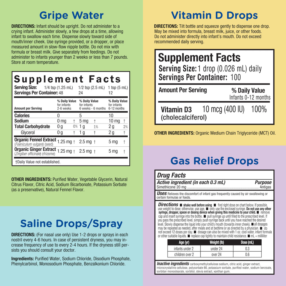 Mommy's Bliss Gas Relief Drops dropper close-up showing safe gas relief with ginger flavor