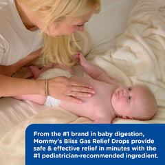 Newborn-safe Mommy's Bliss Gas Relief Drops shown with gentle packaging.