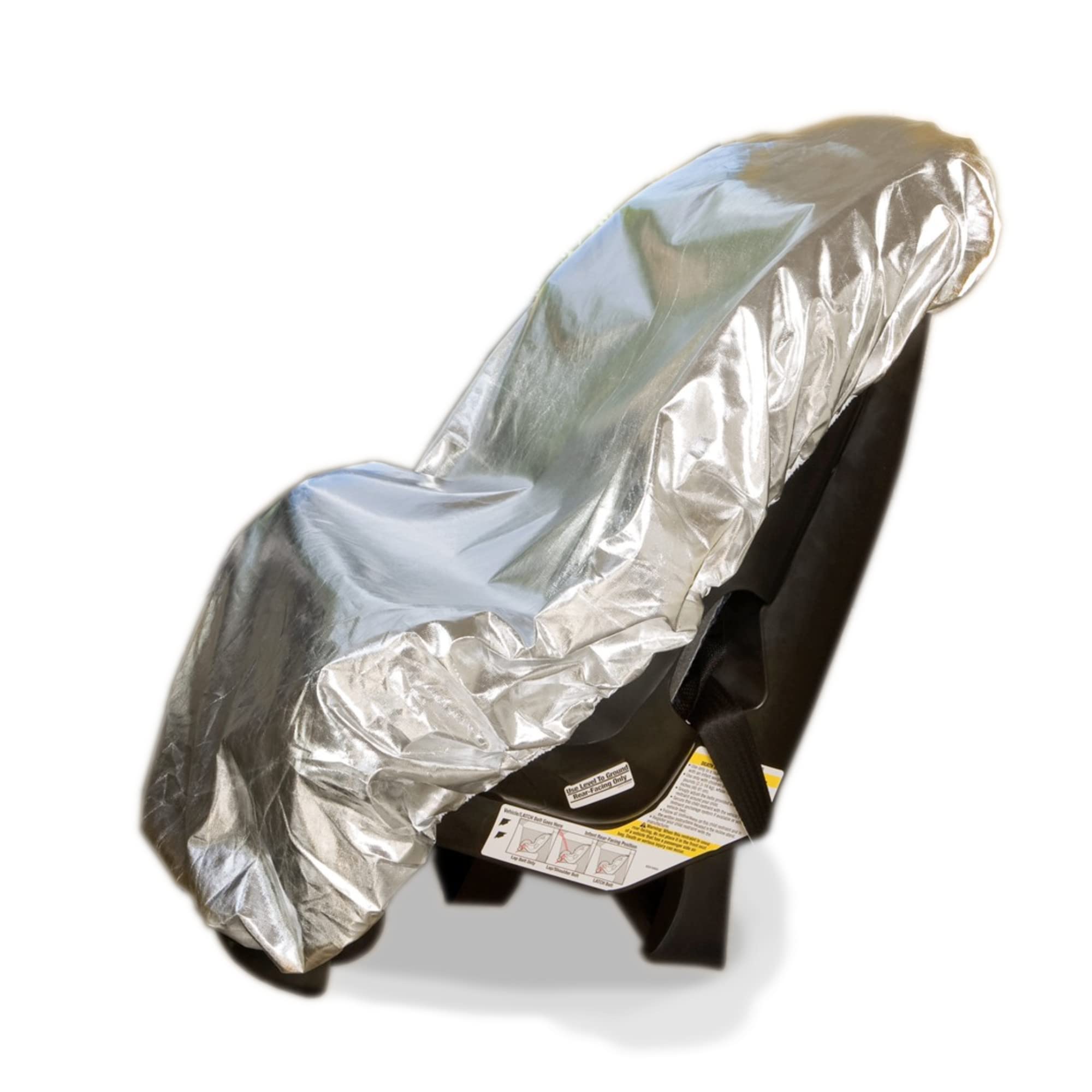 Mommy's Helper car seat sun shade installed on seat to reduce sun exposure.