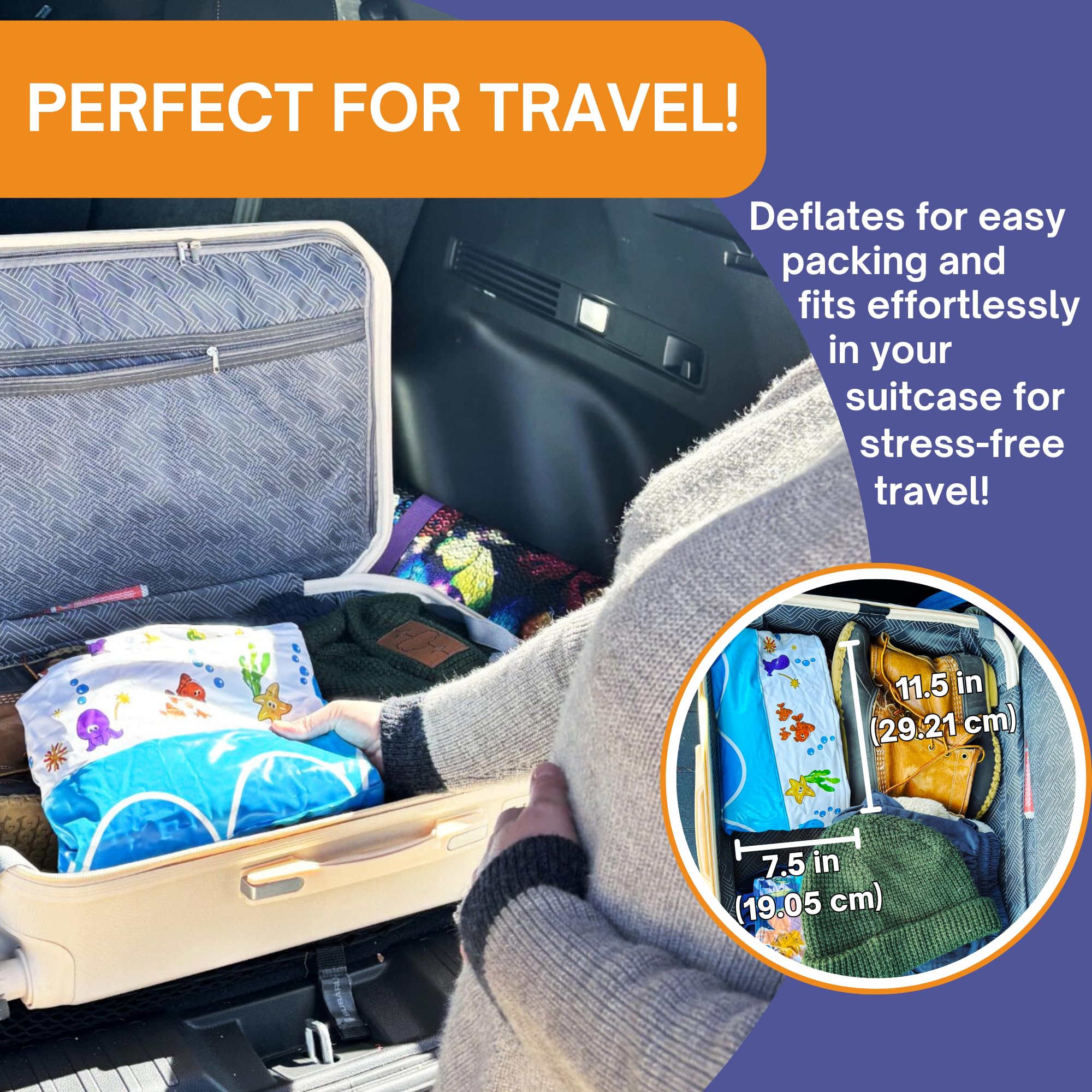 Mommy's Helper compact folds for storage and on-the-go bath time.