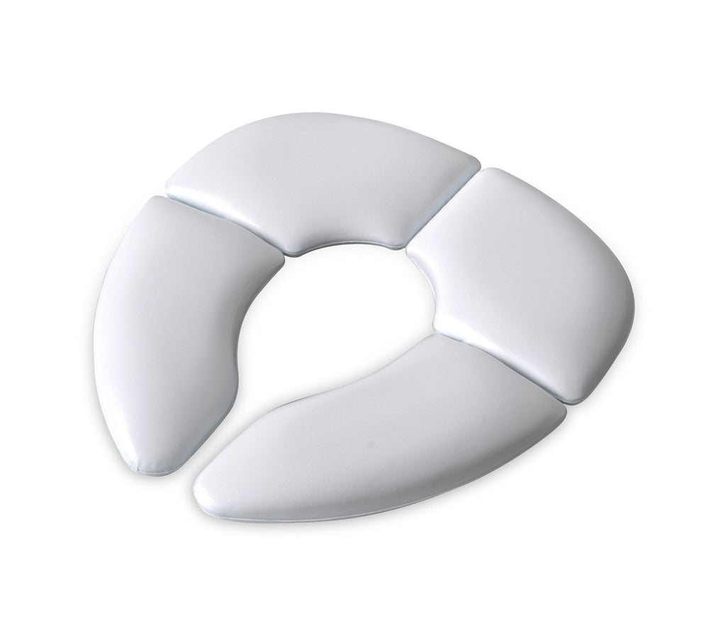 Mommy's Helper Cushie Traveler shows compatibility with standard toilet seats.