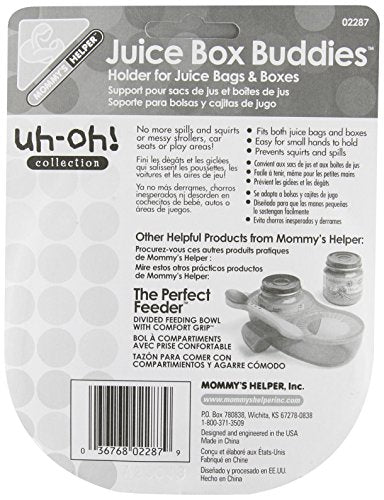 Mommy's Helper holder in use prevents spills during snack time