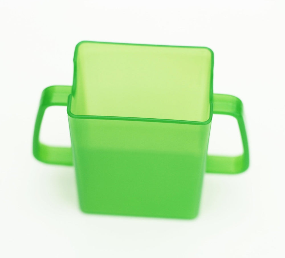 Mommy's Helper Juice Box Buddy blue supports easy grip for small hands at meals.