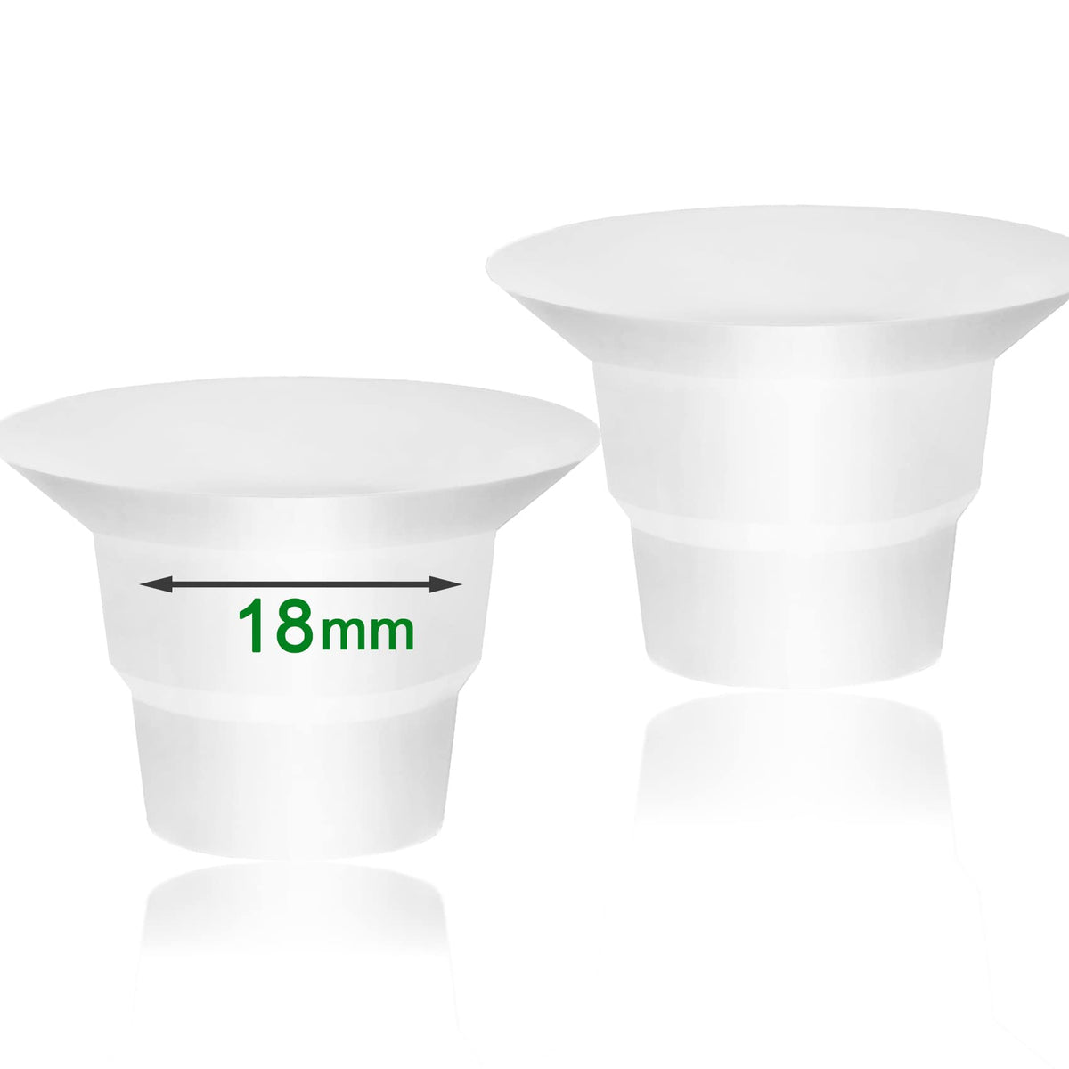 Mompmuir 18mm flange insert packaging highlights broad compatibility for comfortable pumping