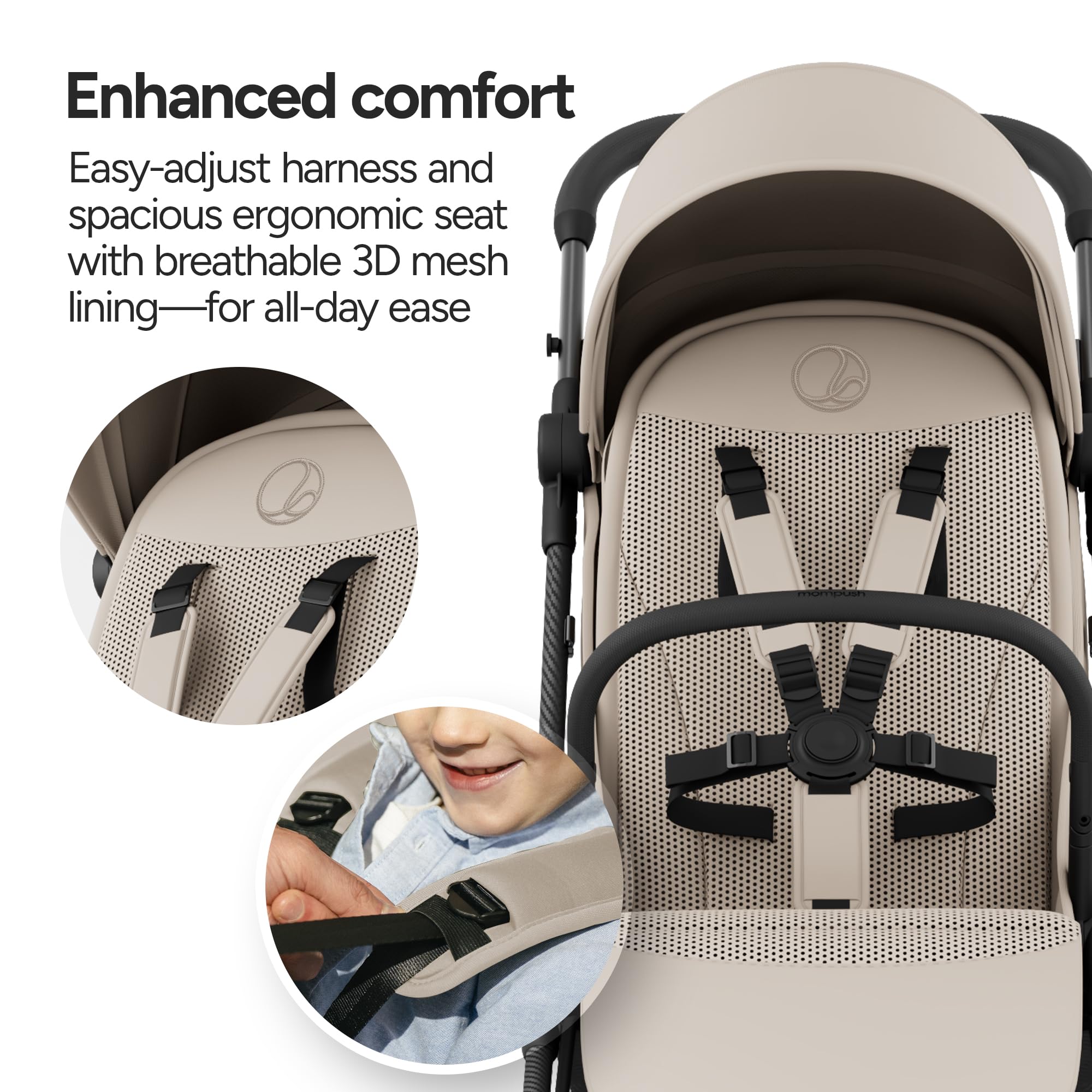 Mompush Nexis Carbon rain cover protects little one in varied weather.