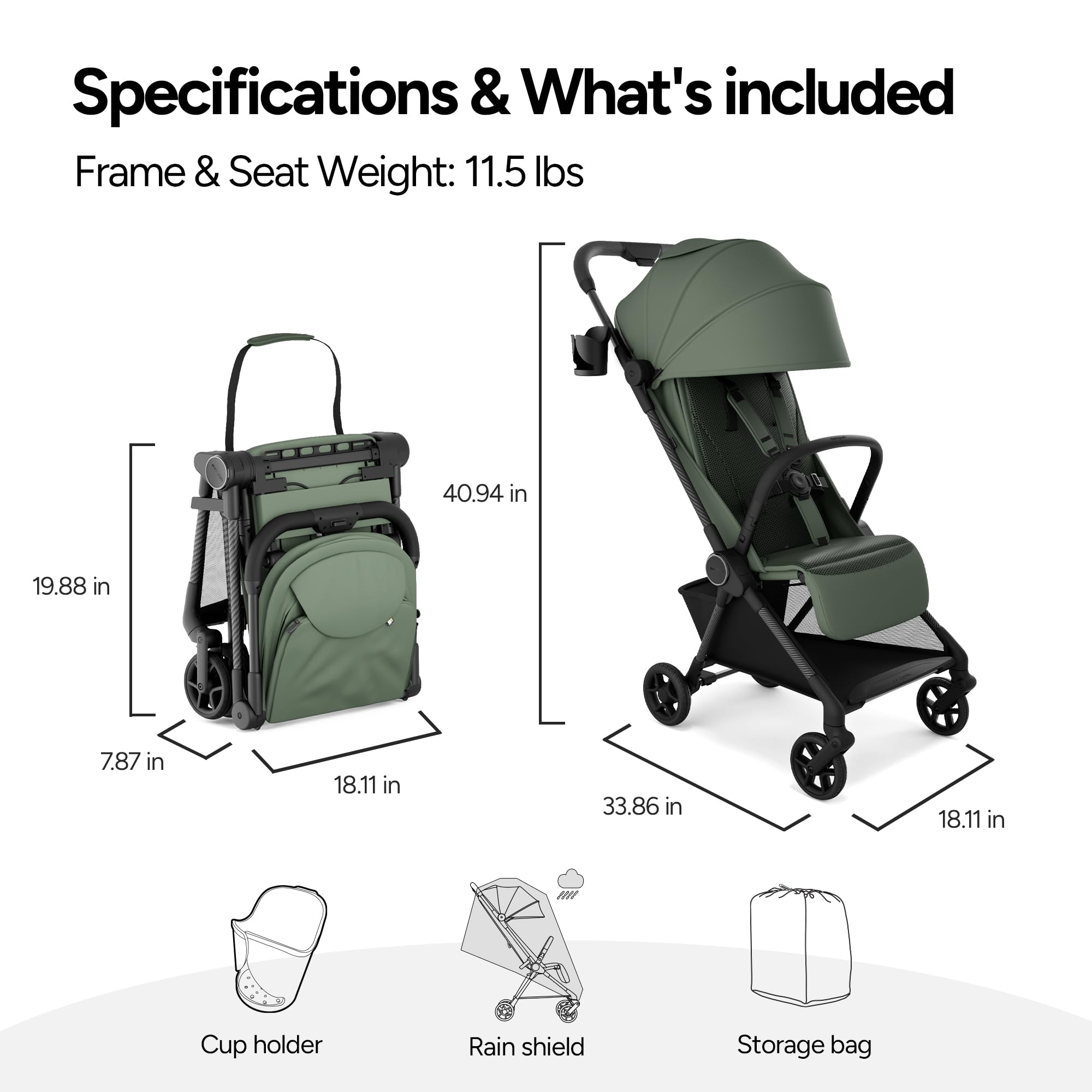 Mompush Nexis Carbon Travel Stroller carry-on fit makes planes easier.