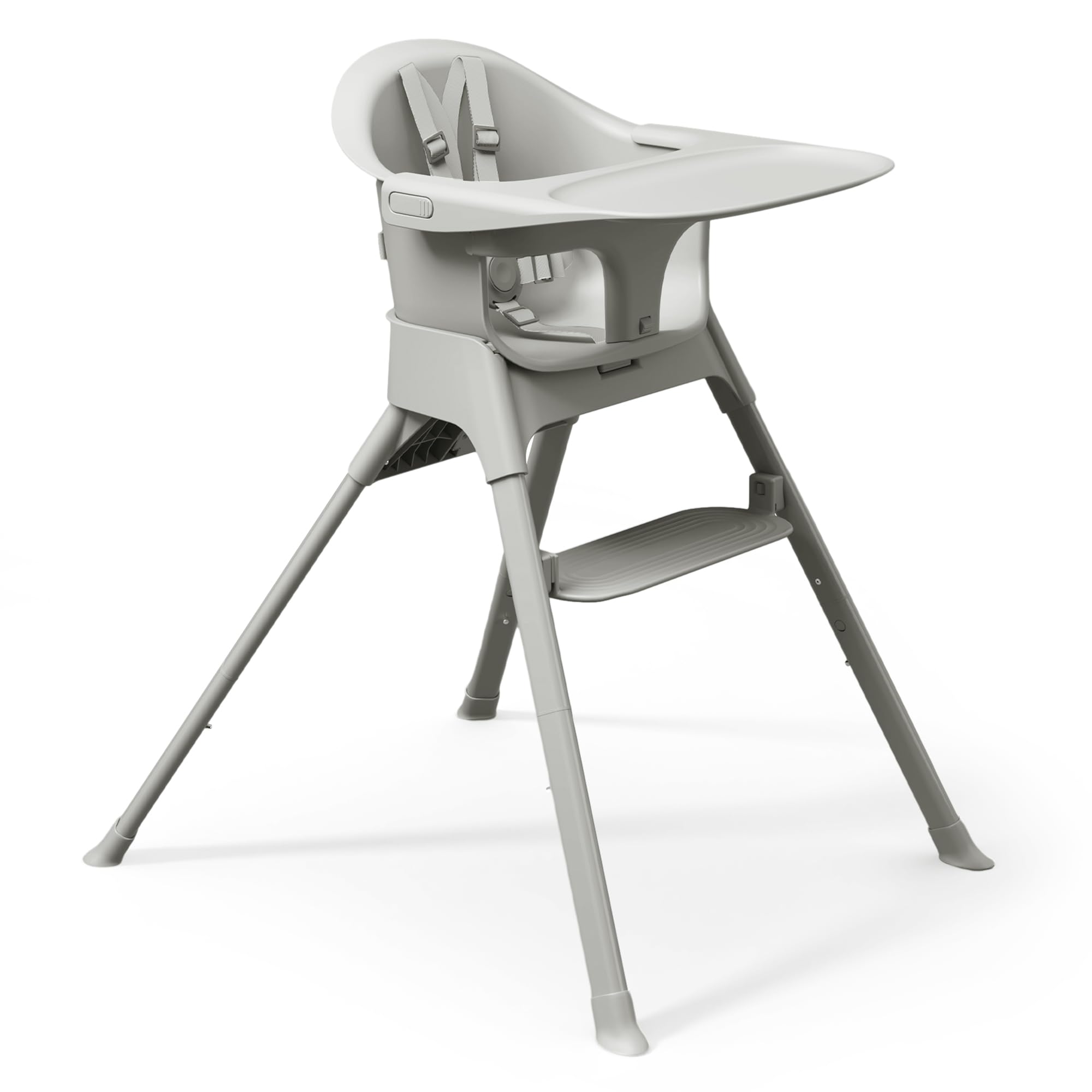 Mompush Olli 7-in-1 high chair fully assembled for easy family meals.
