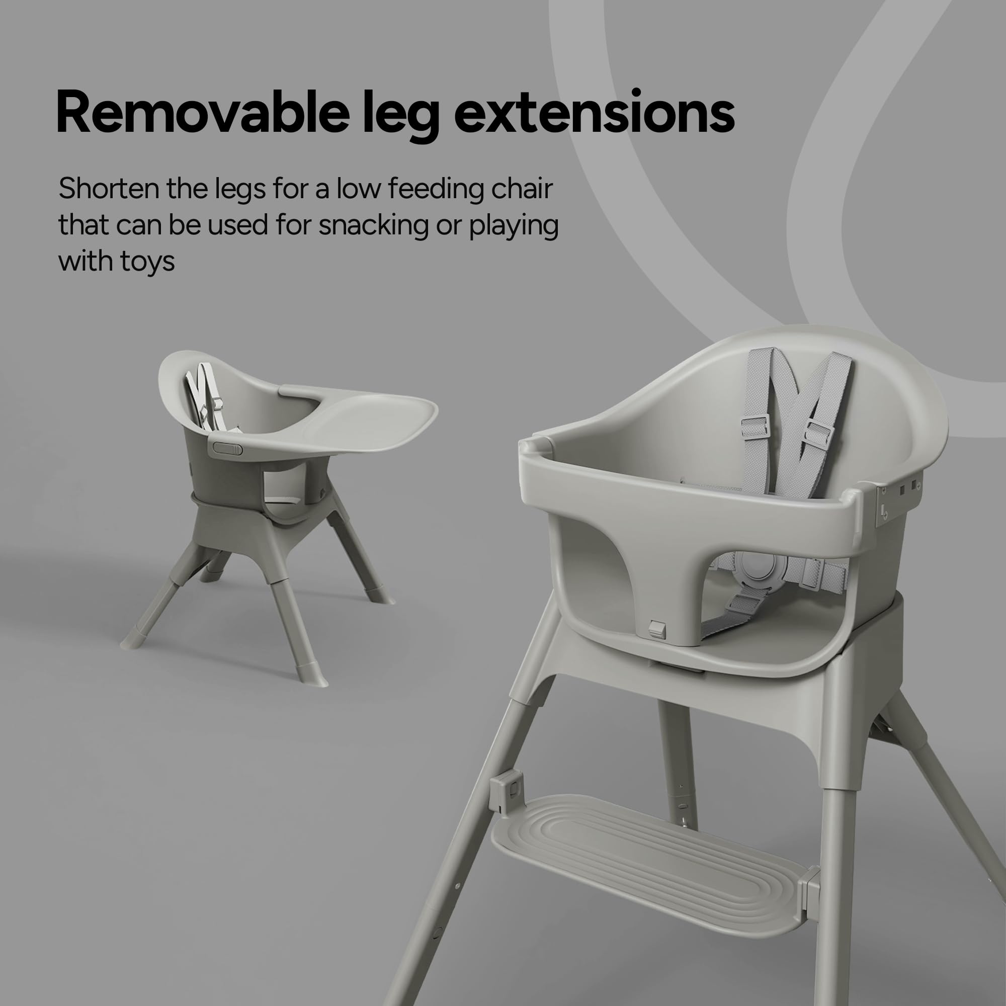 Mompush Olli adjustable footrest supports natural posture during meals.