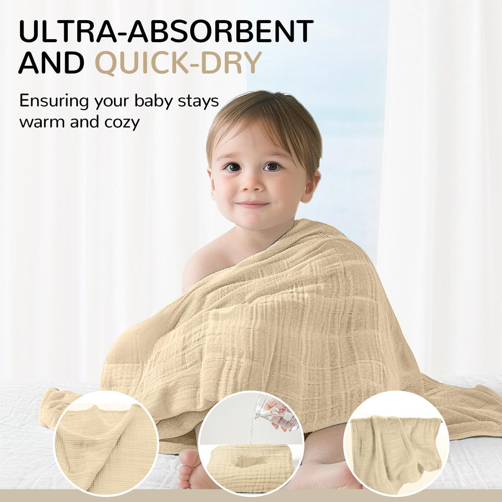 Momsnug 35x35 inches towel in use after bath, wrapping baby warmly