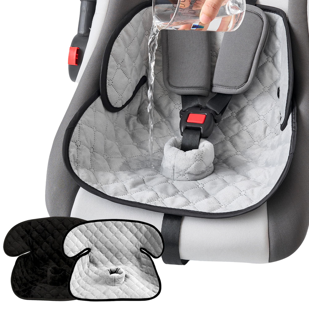 MOMSYLA gray waterproof piddle pad on car seat with protective leak coverage