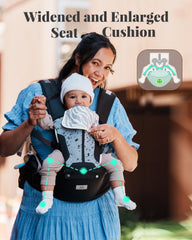 MOMTORY baby carrier-adjustable-shoulder-straps highlights breathable comfort for extended wear.