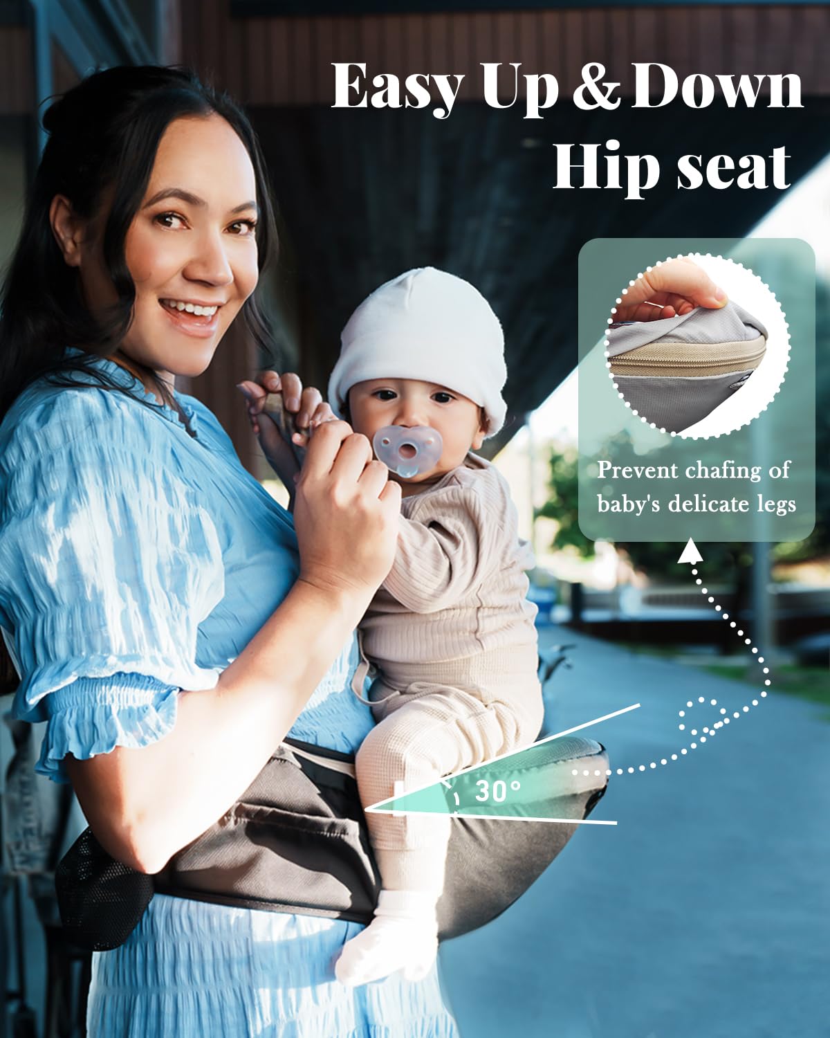 MOMTORY baby carrier-pocket-storage keeps essentials close during errands.