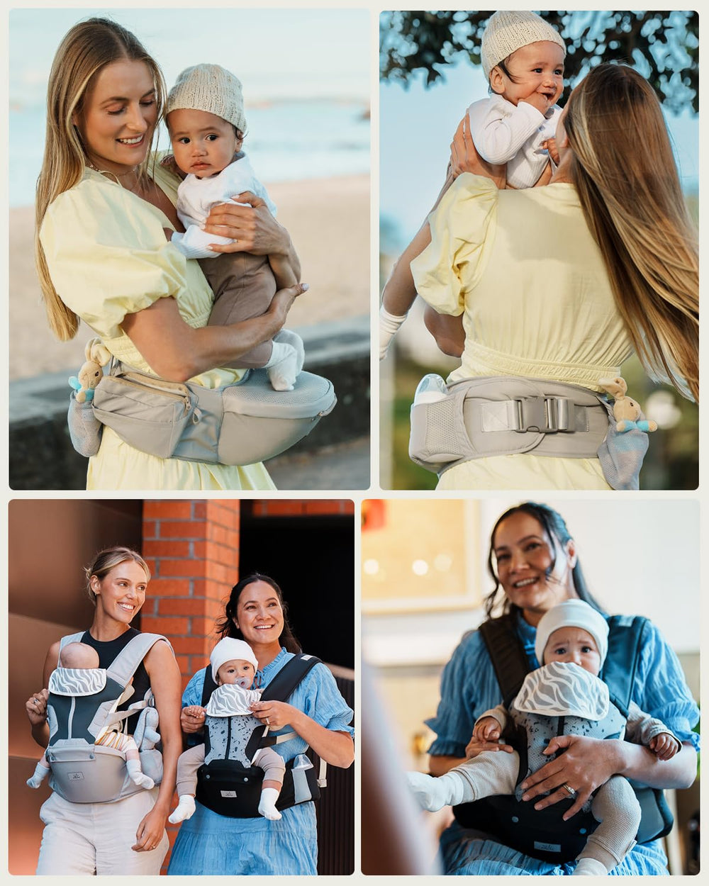 MOMTORY caregiver outdoors wearing carrier highlights versatility